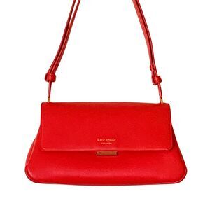 Kate Spade Grace Convertible Shoulder Bag Red Leather Small Flap Shoulder Bag